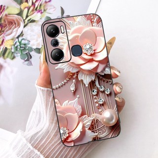 Dành Cho Infinix Hot 20S 20i X665C X665E X6827 Mới Thanh Lịch Hoa Mèo Tranh Vỏ Hot20S Hot20i Đen Silicon Mềm Điện Thoại