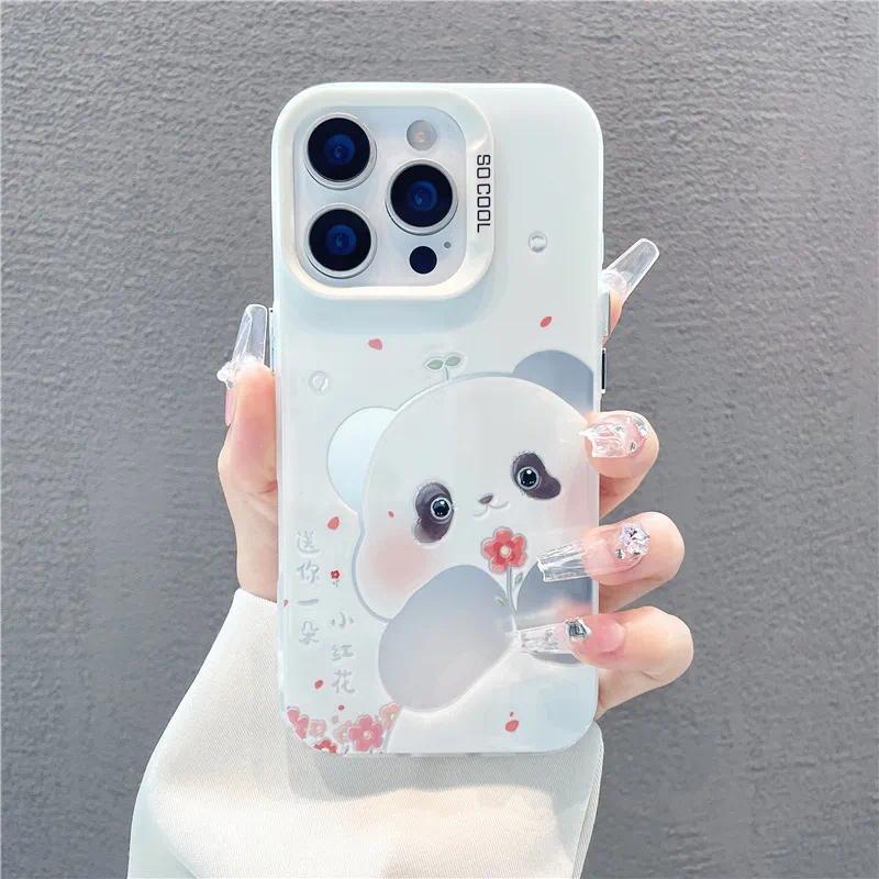 Ốp Hoa Gấu Trúc Dễ Thương Cho OPPO Reno 15 15C Mini 14F 14 13F 13 12F 11F 11 10 9 8 8T 8Z 7 6 5 Pro Plus 7Z 7 Lite 5F 5K 4F 4 Lite 5G 4G Điện Thoại Ốp lưng cứng chống sốc