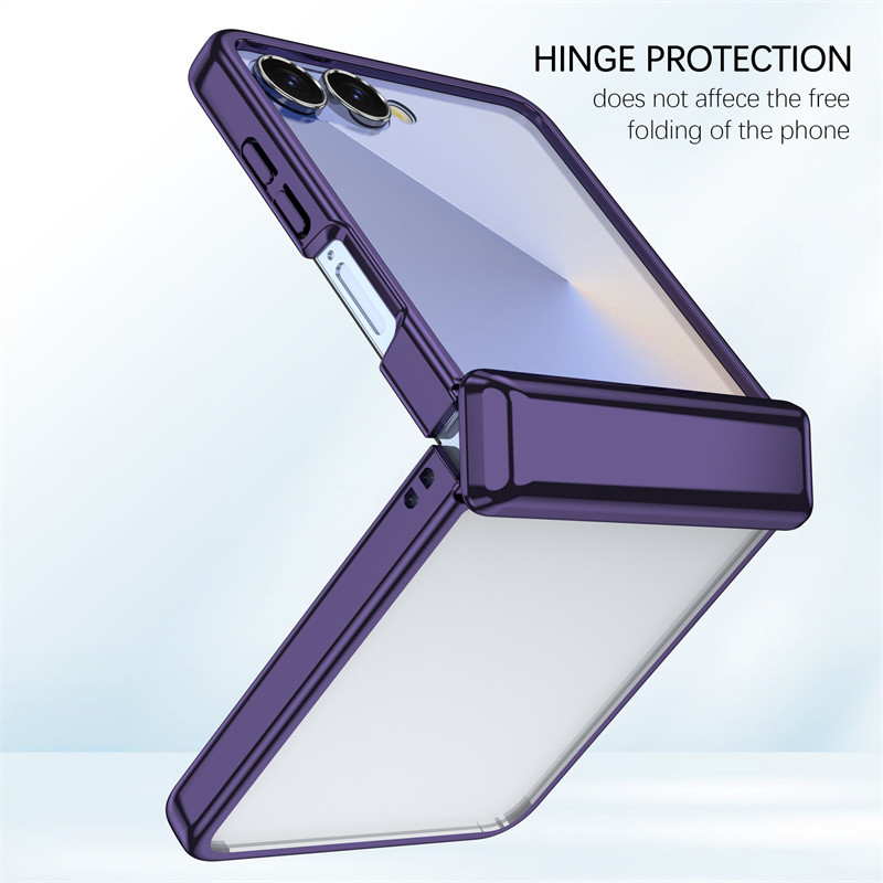Bảo vệ bản lề mạ điện sang trọng Vỏ trong suốt cho Samsung Galaxy Z Flip 7 Z Flip 6 Z Flip 5 Vỏ mặt sau chống sốc trong suốt