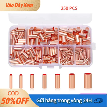 【COD】Bộ Cos Đồng 250 Cái, Đầu Nối Dây Ống Đồng Nhỏ Chất Lượng Cao, Chống Rỉ Sét