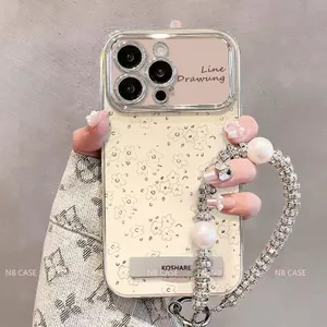 Ốp Gương Giá đỡ iPhone 16 15 14 13 12 11 Pro Max 7 8 Plus XR XS Max Chống Rơi 3D Tạo Dây Đeo Mềm Cho XPDP6D90