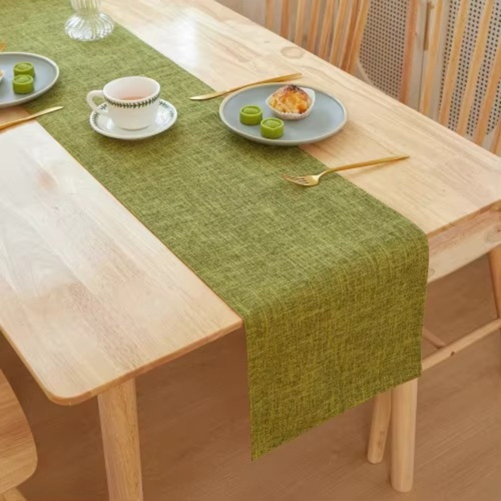 AWNGD Table Runner, Khăn trải bàn vải lanh màu trơn, Trang trí bàn ăn hình chữ nhật hai mặt gia đình hiện đại