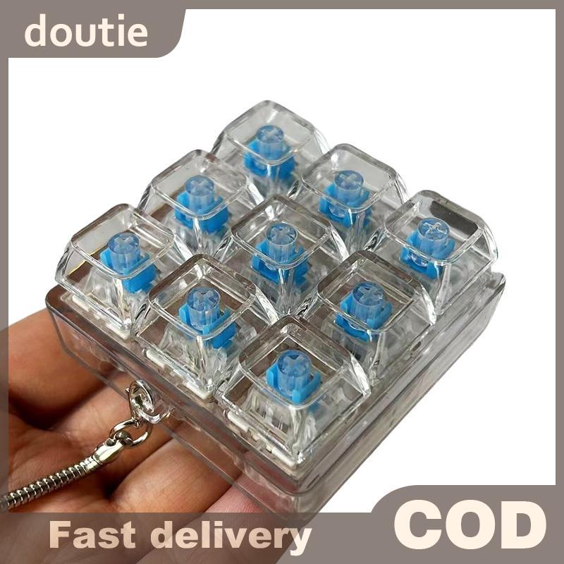 Doutie 4 / 9 Phím Bàn Phím Cơ Trục Máy Kiểm Tra Bàn Phím LED Chìa Khóa Giảm Căng Thẳng DIY Nút Keycap Móc Khóa Đồ Chơi Quà Tặng VN