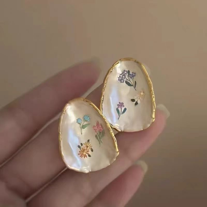 Hoa Nhiều Màu Sắc Phong Cách Mới Bông Tai Hình Học Ngọt Nhỏ Tươi Độc Đáo Thiết Kế Niche Cảm Thấy Đơn Giản Phù Hợp Với Bông Tai Hơn EG1D