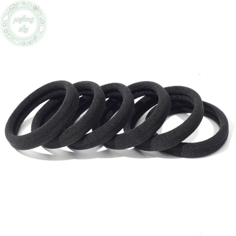 PUSKY 100 Chiếc Dây Buộc Tóc Đen Cho Nữ Bé Gái Băng Đô Quấn Tóc Cao Su Đàn Hồi Cao Dây Buộc Tóc Đuôi Ngựa Giá Đỡ Scrunchies Accessorie VN