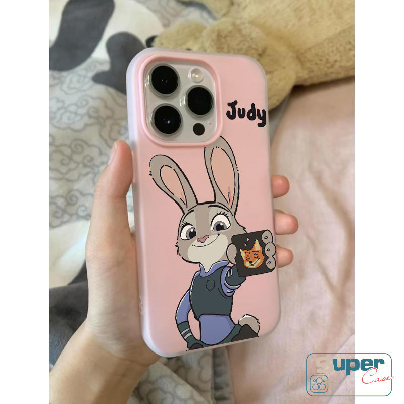 Ốp Lưng Tương Thích Cho IPhone 13 15 17 16 11 14 12 Pro Max 15 16 17 Pro XR Air 7Plus X XS Max Cặp Đôi Thời Trang Thỏ Dễ Thương Cáo Hoạt Hình Zootopia Silicone Mới 2 in1 Cover