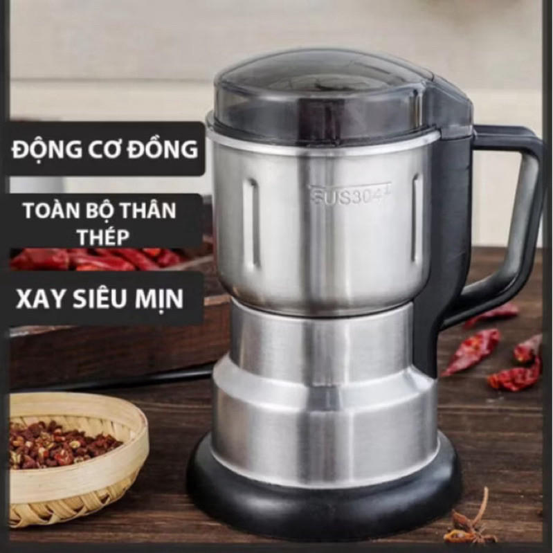 Máy xay hạt khô, xay bột,gia vị cà phê đa năng,công suất 300w,6 lưỡi dao cực bén, chất liệu cối inox