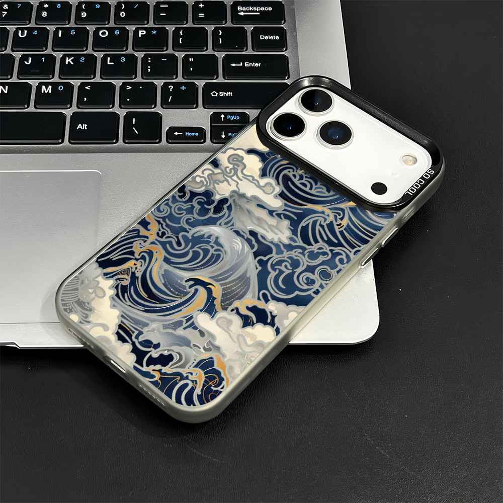 Dành Cho iPhone 17 Pro Max 16 Pro / 15 14 13 The Great Wave off Kanagawa Micro Frosted Ốp Điện Thoại iPhone 12 11 X Xr 7 8 SE Vỏ iPhone Chống Sốc