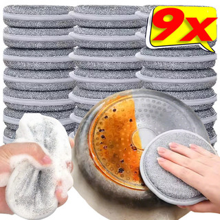 3 / 6 / 9 Miếng Bọt Biển Rửa Chén Dây Bạc Hai Mặt - Miếng Lau Nhà Bếp Có Thể Tái Sử Dụng