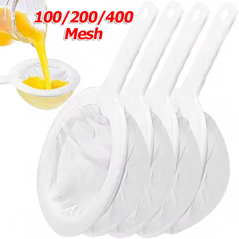 Bộ lọc lưới lọc Nylon có thể tái sử dụng 100 / 200 / 400mesh có tay cầm / Bộ lọc lưới siêu mịn nhà bếp