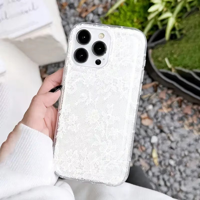 Ốp Lưng Cho iPhone 17 16 11 12 13 14 15 Pro Max Cho iPhone 16e XR X XS Max 7 8 Plus SE2020 2022 Họa Tiết Ren Gợi Cảm Trong Suốt Silicon Mềm