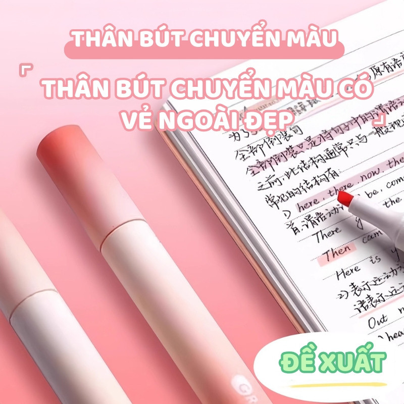 Bút Highlight Gradual Pastel Cho Học Sinh – Bút Nhớ Tone Nhẹ Dịu, Đánh Dấu Bài Học Rõ Ràng Không Lem Mực