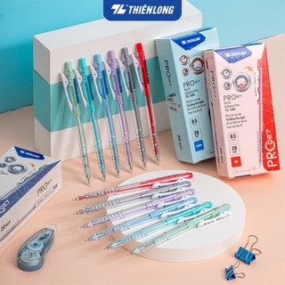 Combo 5/10/20 Bút bi Thiên Long Pro 027 TL-105 - 3 màu mực, thân bút pastel thời trang, phù hợp cho học sinh, sinh viên