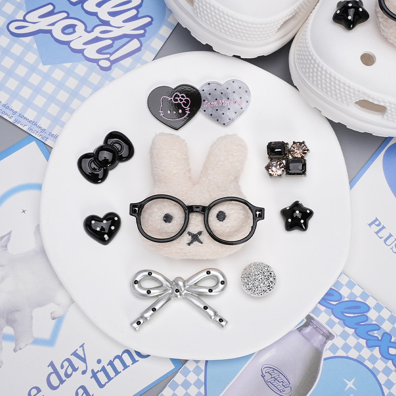 Phụ Kiện Dễ Thương Thỏ Nơ Miffy Trang Trí Giày Crocs, Hoa Có Thể Tháo Rời, Thích Hợp Cho Lỗ Busch Zhibixing ins