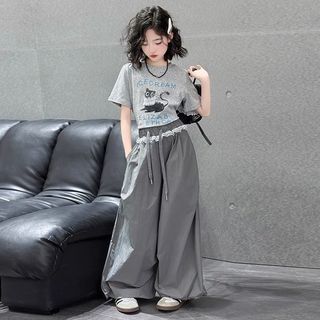 Set đồ hè cho bé gái – áo thun ngắn tay + quần ống rộng thời trang, chất mát, dáng xinh