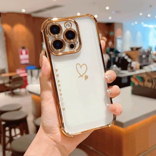 Ốp Điện Thoại Trái Tim Vàng Cho Redmi Note 15 14 13 Pro Note 14s 15 15C 4G 5G Mạ Điện Chống Rơi Bảo Vệ Trong Suốt
