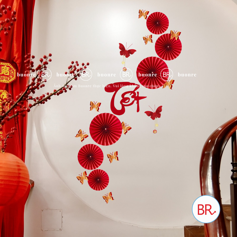[Tết 2026]Set Quạt Giấy Đón Xuân Kim Phát May Mắn–Phụ Kiện Decor Trang Trí Tết,Trang Trí Nhà Cửa ANGIHOME