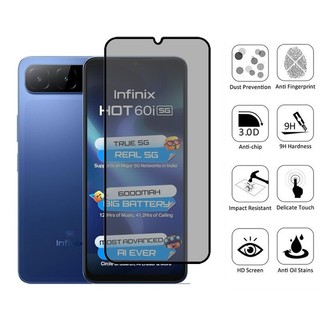 Kính cường lực chống gián điệp 2 trong 1 Infinix Hot 60i 5G Bảo vệ màn hình riêng tư cho Infinix Hot 60 50 Pro 50i 40i 4G MIỄN PHÍ FIRE & Ống kính máy ảnh