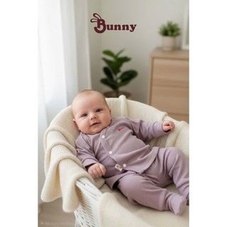 Bộ dài sơ sinh cúc chéo cao cấp Bunnybaby cho bé 0-12M chất tăm lụa mềm mịn