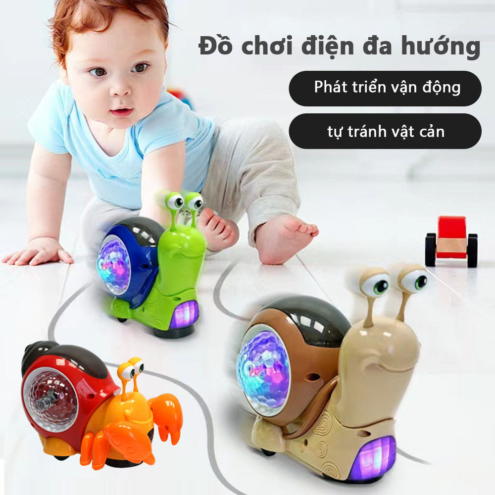 Baby Electric Animal Car Toys Cute Crawling Crab Snail Toy Music Colorful Light Projection for Kids