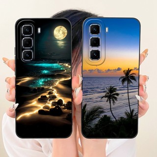 Dành Cho Infinix Hot 50 Pro + 4G X6880 / Hot 50 Pro 4G X6881 Vỏ Bảo Vệ Ống Kính Thời Trang Dusk Tranh Bãi Biển Vỏ Điện Thoại Silicon Mềm