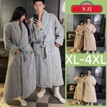 Áo choàng Kimono Nhật Bản Flannel Mùa Đông Cặp Đôi Bộ Đồ Ngủ Nam Nữ Plus size Áo choàng Tắm Dày Giữ Ấm Váy Ngủ XL-4XL — ảnh 1