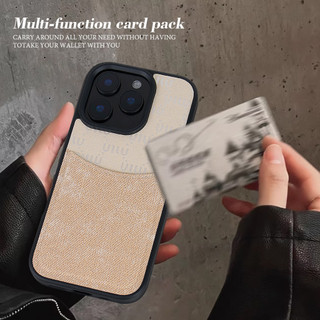 Thời Trang Hàn Quốc Ghép Màu Vải Denim Khe Cắm Thẻ Túi Ốp Lưng Điện Thoại Cho iPhone 17Promax 17Pro 14 15 16 Pro Max 13 Chống Sốc Nam Nữ Vỏ Điện Thoại Di Động