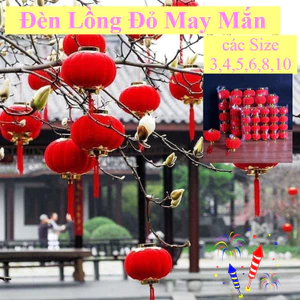 Quả Đèn Lồng Đỏ Bọc Vải Nhung Trang Trí Tết Siêu Đẹp Các Size 3,4,5,6,8,10