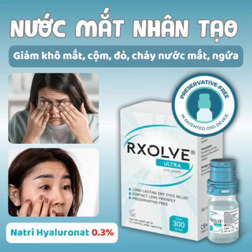 COMBO 2 HỘP Nước Nhỏ Mắt Nhân Tạo RXOLVE UlTRA EYE DROPS - Nhỏ Mắt Hằng Ngày, Giảm Khô Mắt, Ngứa Mắt, Dịu Mắt (Lọ 10ml)