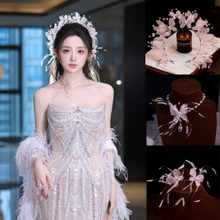 Đám cưới - Mũ tua rua màu hồng bơ dành cho cô dâu