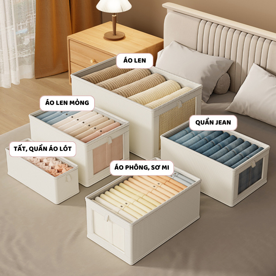 Hộp Vải Gấp Gọn Đựng Quần Áo ENODA HOME, Hộp Vải Dày Dặn Lưu Trữ Quần Áo Thiết Kế Tối Giản Hiện Đại HV024