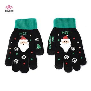 HWETR Giáng Sinh Hoạt Hình Găng Tay Dệt Kim Ông Già Noel In Găng Tay Mùa Đông Ấm Áp Màn Hình Cảm Ứng Găng Tay Cho Trẻ Em Người Lớn Quà Giáng Tặng Mới