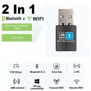 USB Thu Sóng Wifi Và Bluetooth Chất Lượng Tốt, Giải Pháp Cho Máy Tính PC Và Laptop Hỏng, Tốc Độ 150Mbps
