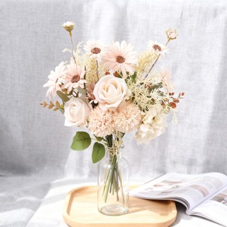 Hoa Giả Bó Lụa Cao Cấp Decor Trang Trí Nhà Cửa Phòng Khách Vintage Retro Bắc Âu Sang Trọng Hồng Cúc Chụp Ảnh Đám Cưới Mộc Mạc Phụ Kiện Nội Thất Thẩm Mỹ Ins Style Quà Tặng Đẹp Tinh Tế Chân Thật Bình Để Bàn Ban Công Studio Kiểu Dáng Hiện Đại Nghệ Thuật