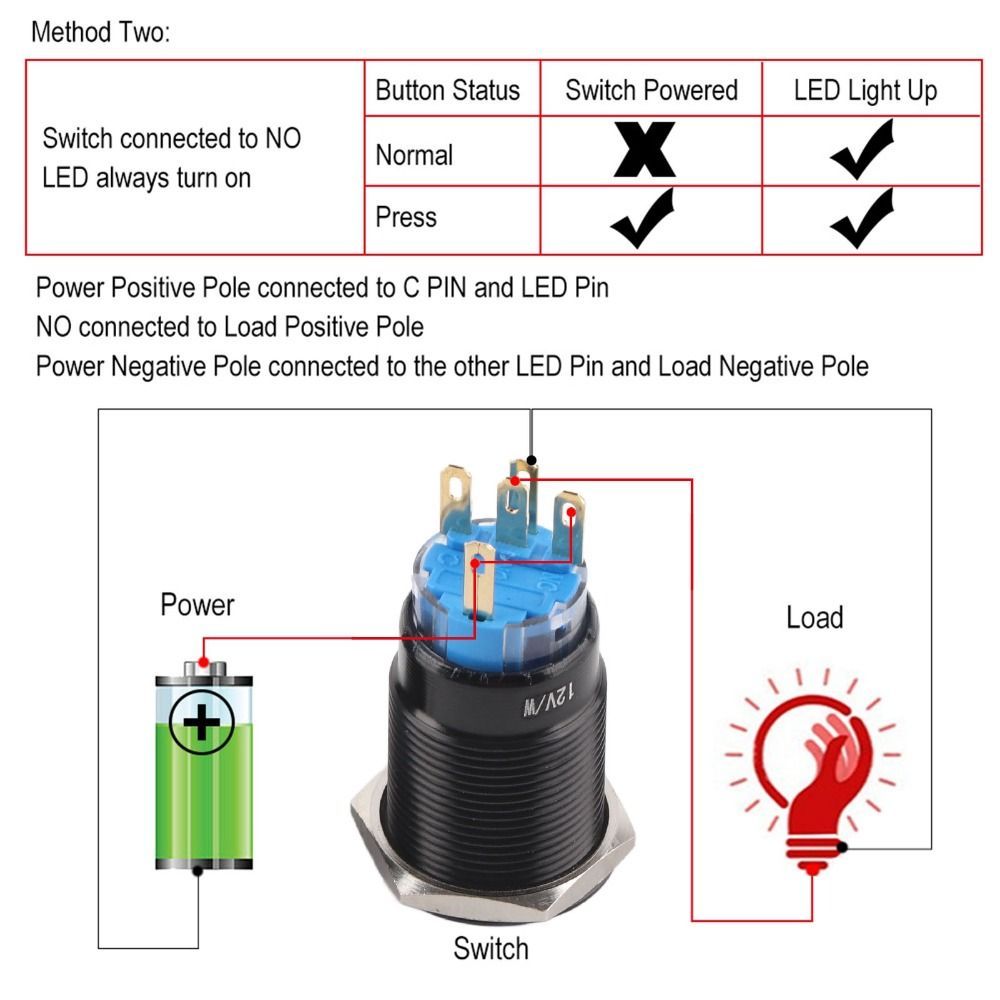 Nút khởi động động cơ DELMER, Công tắc khởi động đánh lửa kích thước 19MM bằng thép không gỉ, Công tắc khởi động Hợp kim nhôm kẽm màu đen / bạc Công tắc nút còi chống nước 12V Sử dụng xe máy