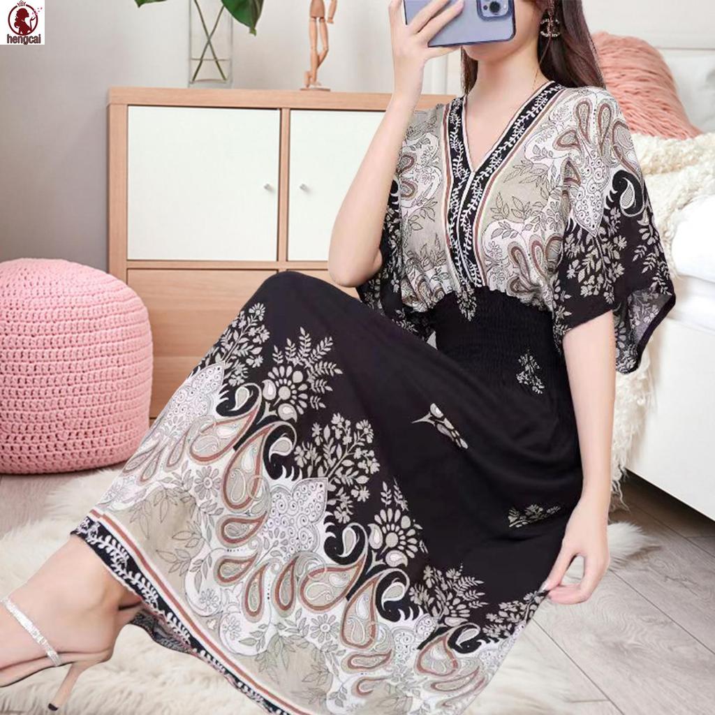 Váy Tay Ngắn Họa Tiết Boho, Thích Hợp Làm Quà Tặng Cho Mẹ Hoặc Người Yêu Trong Mùa Hè