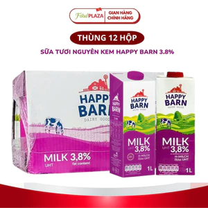 Sữa Tươi Nguyên Kem Happy Barn 3,8% Hộp 1L Béo Ngậy Chuyên Pha Chế