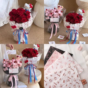 10 Chiếc Hello Kitty Quà Tặng Gói Giấy Tuyết Lê Lót Tay Xù Giấy Cho DIY Bó Hoa Thủ Công Quà Tặng