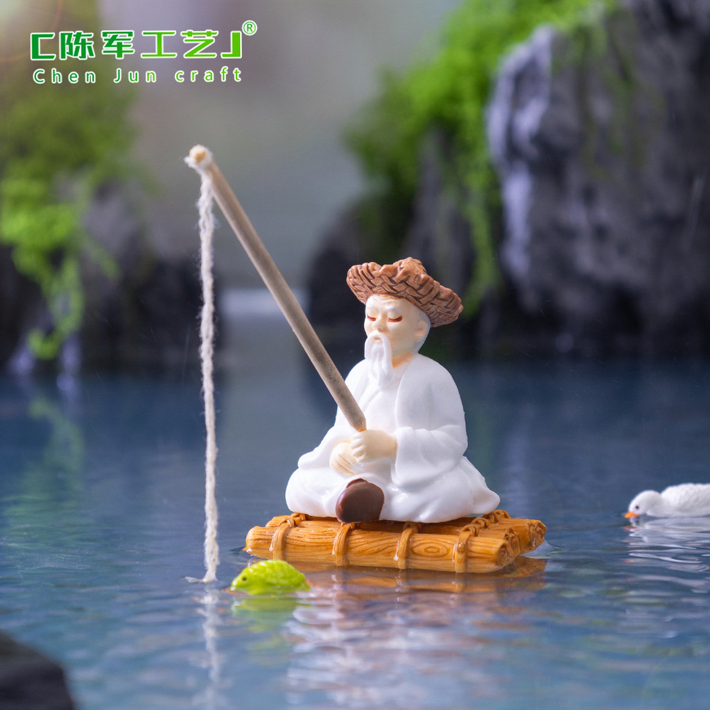 Sáng Tạo Phong Cách Cổ Đại Jiang Taigong Câu Cá Theo Chủ Đề Eco Chai DIY Treo Trang Trí Phong Cảnh Micro Trang Trí Nhỏ