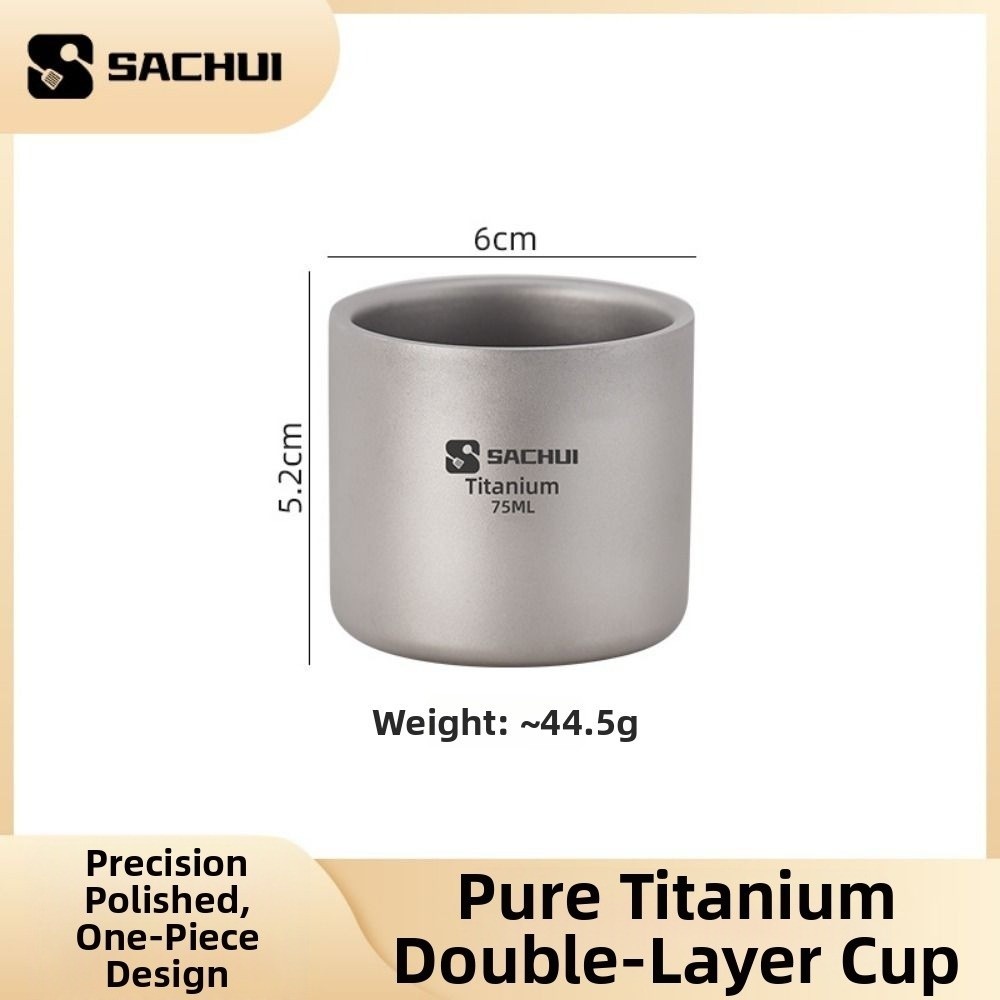 Cốc trà cà phê JKDESIGN titan hai lớp nhẹ, phù hợp cắm trại và đi bộ đường dài