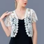 Áo ren GUSTAVA, Áo khoác mùa hè cô dâu phong cách Crop phía trước mở, Áo len Cardigan ngắn tay họa tiết hoa đen / trắng thanh lịch dành cho nữ