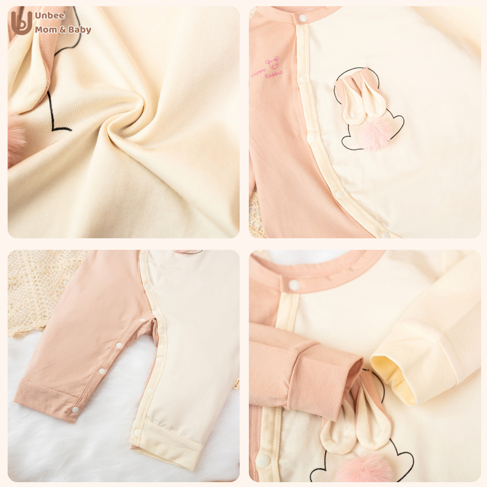 Bodysuit dài tay bé trai bé gái UNBEE phối hình động vật ngộ nghĩnh - Body dài cho bé