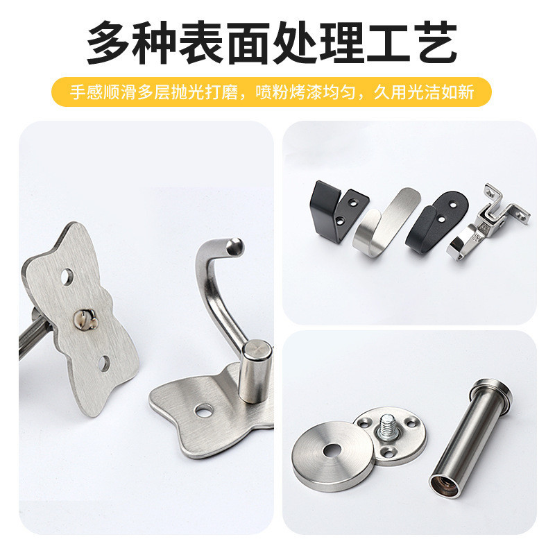 Móc Quần Áo Thép Không Gỉ Móc Đen Tủ Áo Móc Tủ Nhà Bếp Phòng Tắm Phía Sau Cửa Quần Kim Loại Móc AXFH
