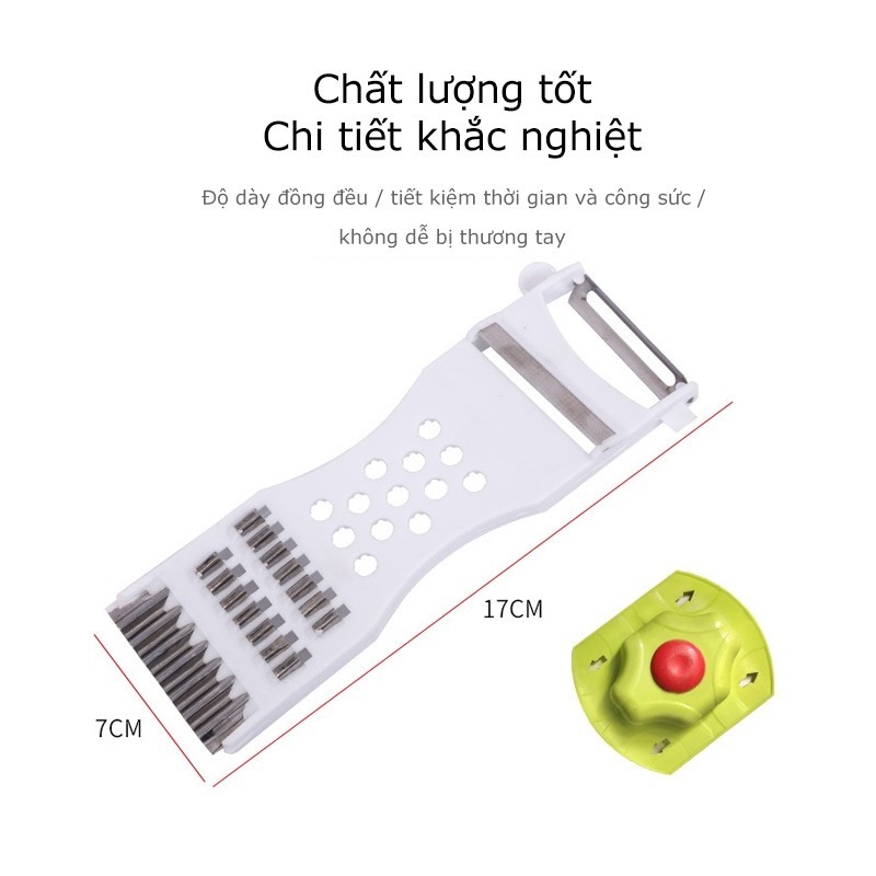Nạo củ quả đa năng 6 in 1 chống han gỉ, dụng cụ nạo củ quả nhỏ gọn, nhanh chóng, tiện lợi FE123