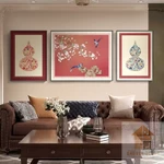 Bộ 3 Tranh Hoa Đào Hoa mai tráng gương trang trí tết decor phòng khách phòng làm việc mamng lại không gian sang trọng — ảnh 3