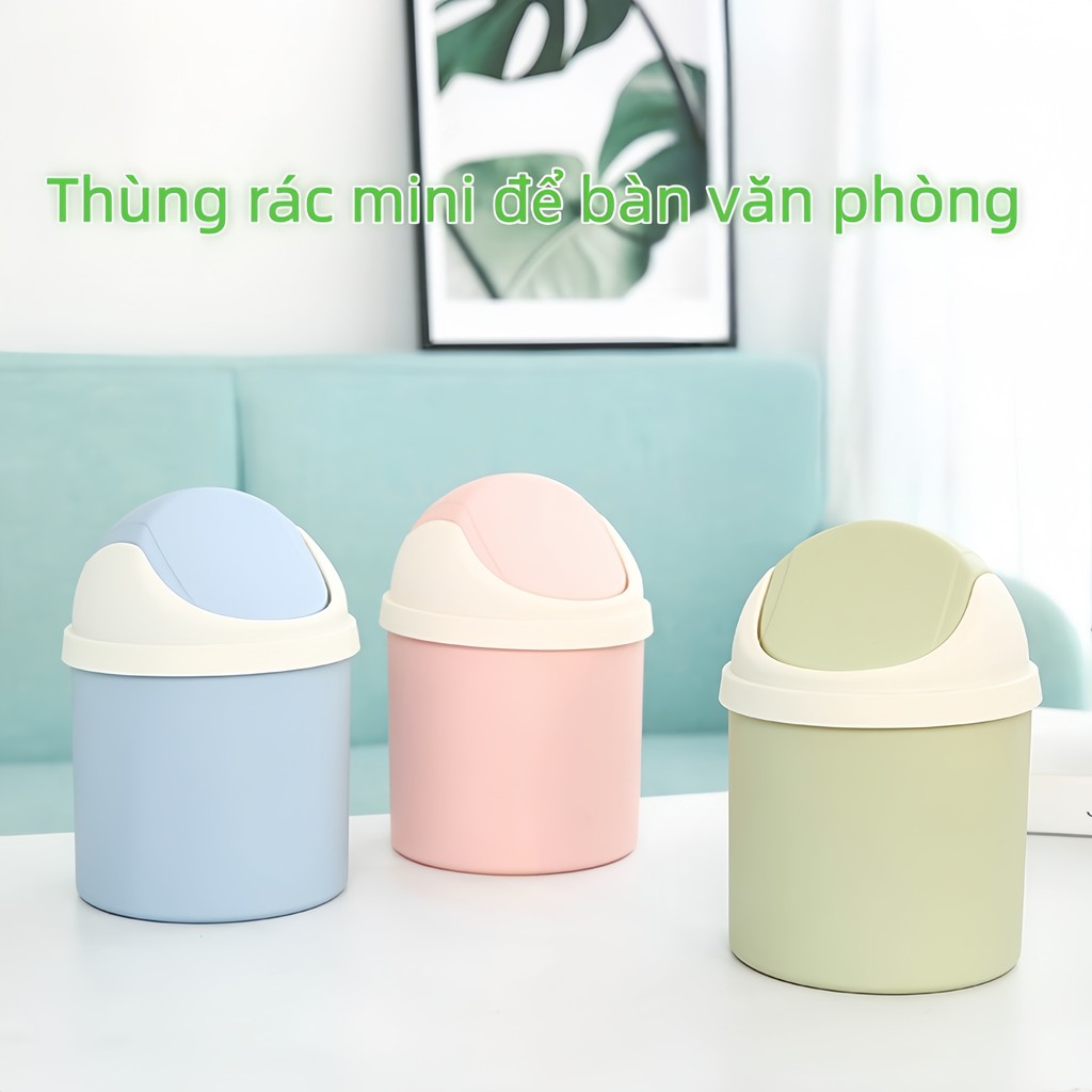 Thùng Rác Mini Để Bàn Xinh Xắn Nhựa ABS Đựng Giấy Vụn Văn Phòng Phòng Ngủ Nhà Bếp