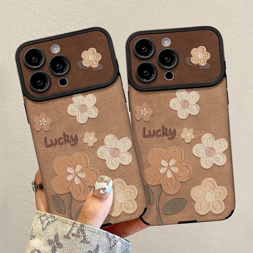 Tranh Sơn Dầu Hoa Dây Da Cửa Sổ Ốp Lưng Điện Thoại iPhone 17 Pro Max 16 Plus 15 14 13 12 11 Vỏ Bảo Vệ Chống Sốc