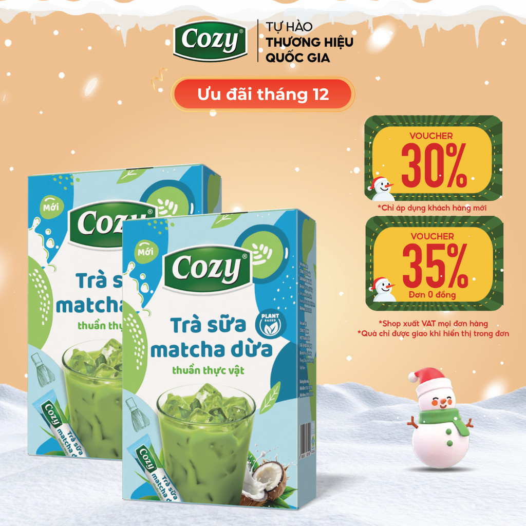 [VOUCHER 35%]Trà Sữa Matcha Dừa Cozy, Trà Sữa Thuần Chay, Vị Ngọt Thanh, Thơm Ngậy Dừa Non