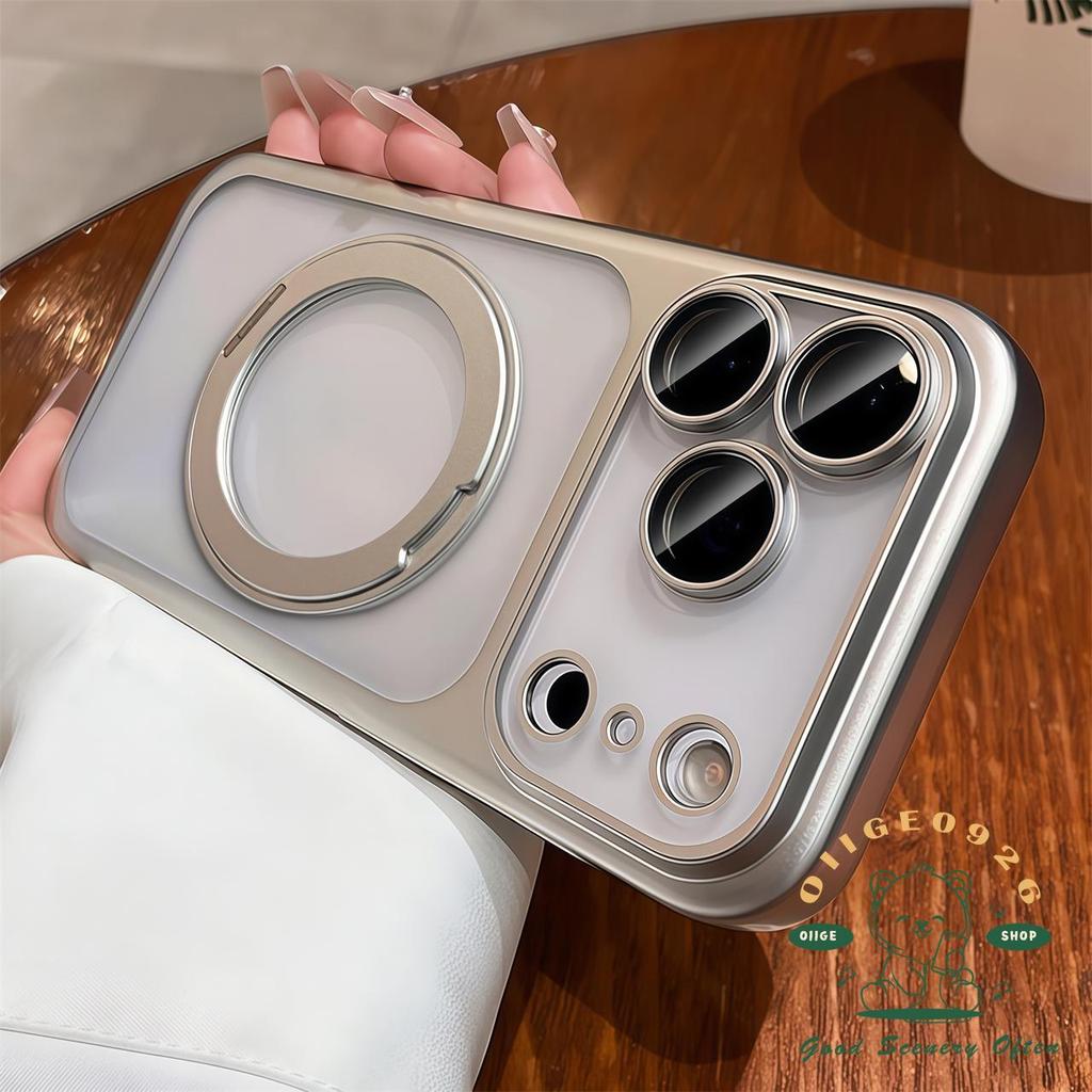 【 Ốp lưng iPhone17 】 Vỏ điện thoại từ tính khung xoay mờ màu cam iphone 17 Pro Max 16 15 14 13 12 cho vỏ iPhone Vỏ cứng PC chống sốc
