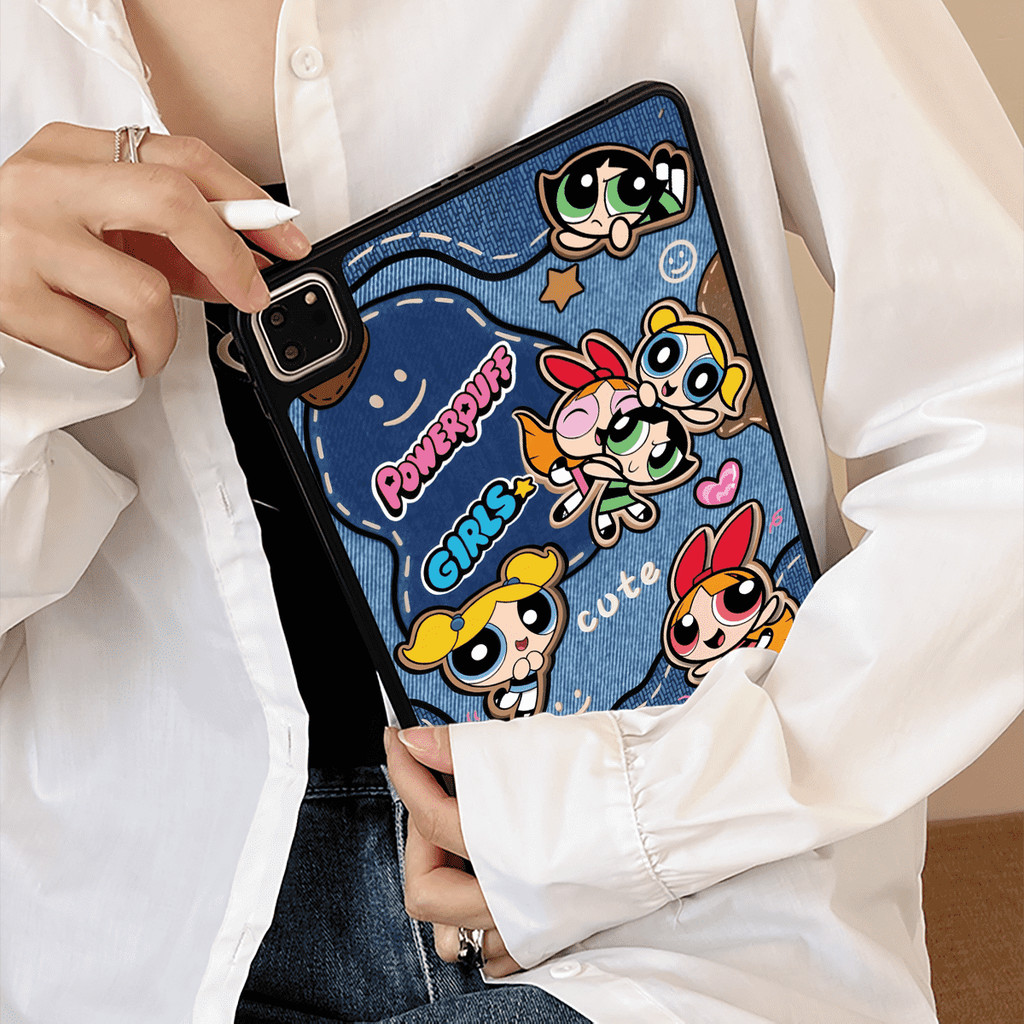 Vỏ nhựa Acrylic cứng Power Puff Cover cho Mini6 Mini7 A17Pro IPad 5 6 7 8 9 10 11 A16 Air 2 3 4 5 6 Air 11 M2 M3 Pro10.5 Pro11 2018 2020 2021 2022 M4 M5 Pro13 2024 2025